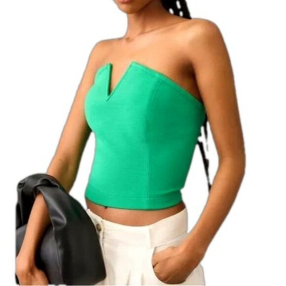 Anthropologie Maeve Large Strapless Corset Top Green NWT - Picture 5 of 7